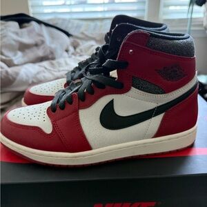 Jordan Red and White High-Top Sneakers